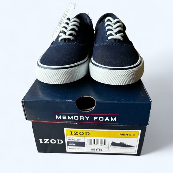 Izod Rangley Men's Lace Up Casual Canvas shoe Memory Foam Navy size 8 - Picture 6 of 8